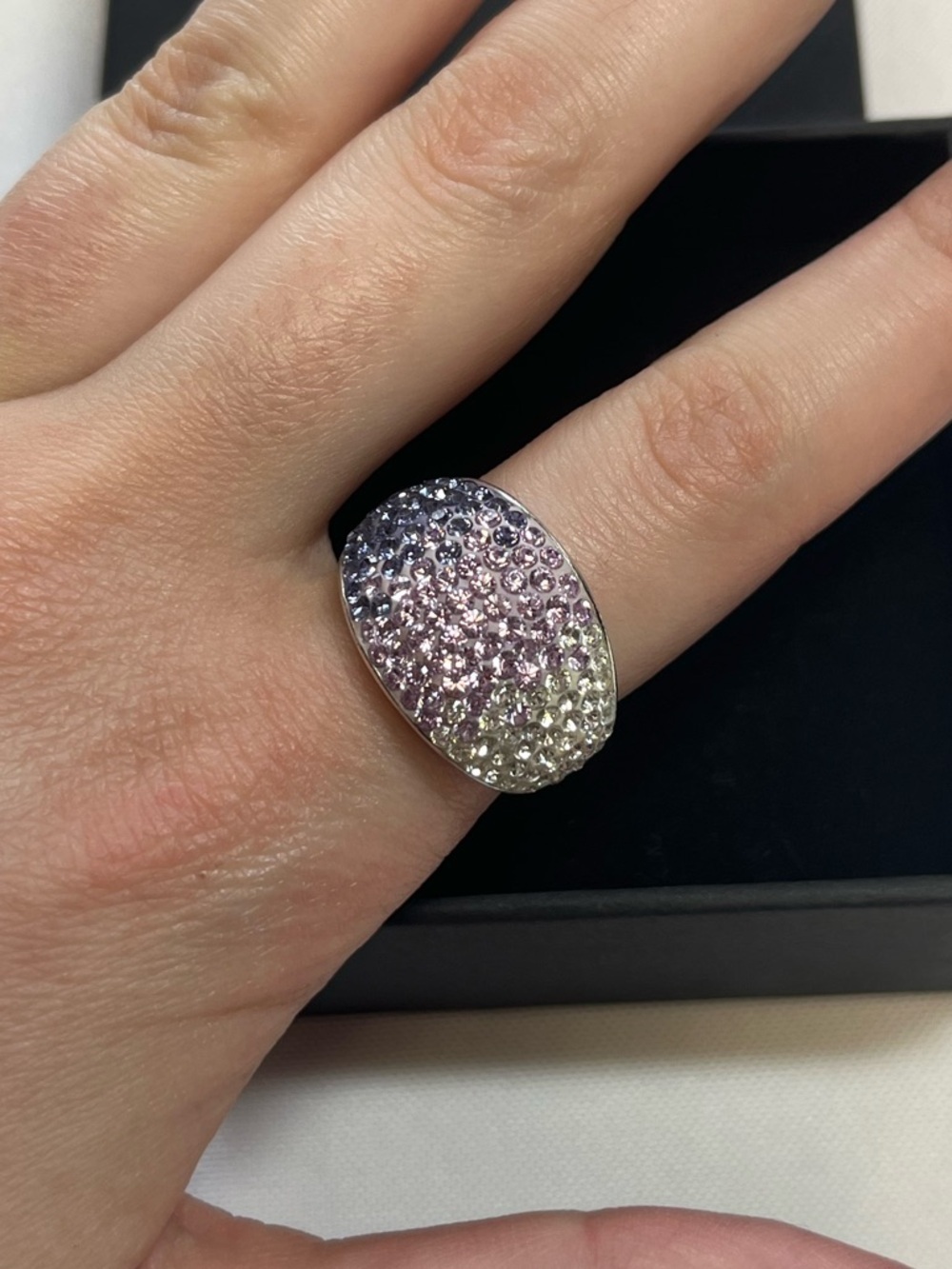 Sterling silver sparkle purple ombré ring
